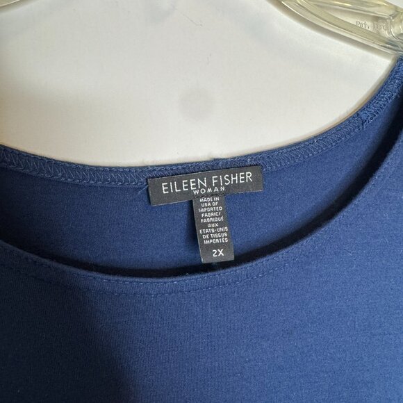 Eileen Fisher Blue Long Sleeve Tshirt Tunic Womens Plus 2X Viscose Spandex R5VFF - Picture 4 of 8
